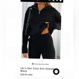 NWT black White fox knit let’s get cosy sweater